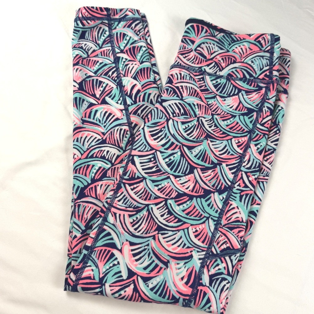 Lilly Pulitzer Leggings Womens S Pink Teal Luxletic 28007 Activewear EUC
